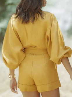 Discount Cotton & Linen Jumpsuit With Belt White Dresses|Jumpsuits & Rompers