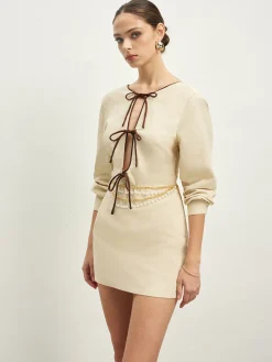 Outlet Cotton & Linen Lace Up Dress Without Belt Casual Dresses|Vacation Dresses