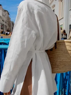 Sale Cotton & Linen Long Sleeve Tied Blouse Blouses & Shirts|Tops