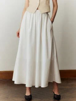 Cotton & Linen Maxi Skirt Skirts|Bottoms