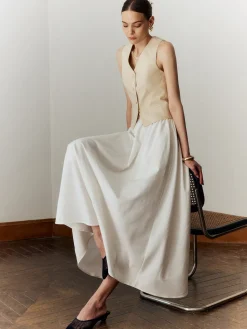 Cotton & Linen Maxi Skirt Skirts|Bottoms