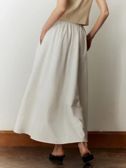 Cotton & Linen Maxi Skirt Skirts|Bottoms