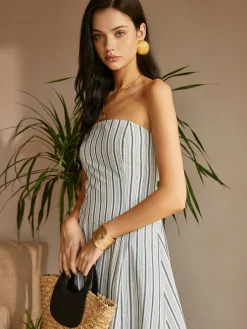 Cotton & Linen Off-Shoulder Dress White Dresses|Casual Dresses
