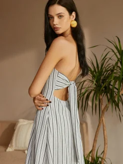 Cotton & Linen Off-Shoulder Dress White Dresses|Casual Dresses