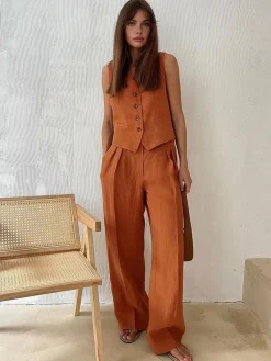 New Cotton & Linen Pants Set Pants Sets|Matching Sets