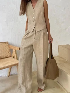 New Cotton & Linen Pants Set Pants Sets|Matching Sets