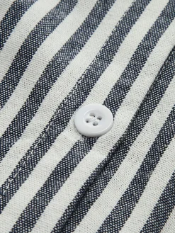 Cotton & Linen Pinstripe Loose Shirt Long Sleeve Sets|Blouses & Shirts