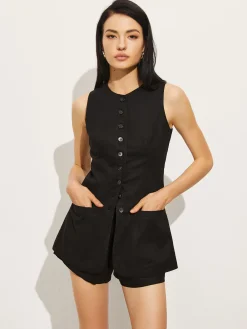 Online Cotton & Linen Pockets Short Set Shorts Sets|Matching Sets