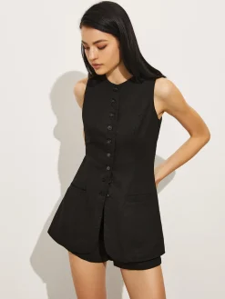 Online Cotton & Linen Pockets Short Set Shorts Sets|Matching Sets