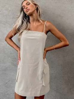 Hot Cotton & Linen Pockets Cami Dress Casual Dresses|Vacation Dresses