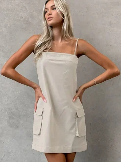 Hot Cotton & Linen Pockets Cami Dress Casual Dresses|Vacation Dresses