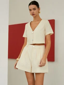 Hot Cotton & Linen Pockets Shorts Set Shorts Sets|Shorts