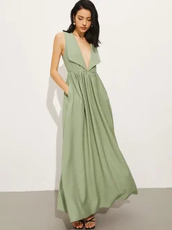 Clearance Cotton & Linen Pockets Polo Dress Casual Dresses|Vacation Dresses