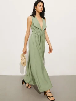 Clearance Cotton & Linen Pockets Polo Dress Casual Dresses|Vacation Dresses