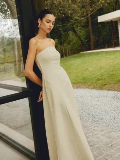 Online Cotton & Linen Shirred Pocket Long Dress Casual Dresses|Vacation Dresses
