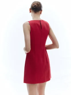 Clearance Cotton & Linen Slim Sleeveless Solid Dress Work Dresses|Summer Dresses