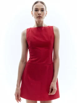 Clearance Cotton & Linen Slim Sleeveless Solid Dress Work Dresses|Summer Dresses