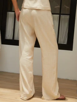 Hot Cotton & Linen Straight Leg Pants Pants|Bottoms