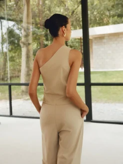 Online Cotton & Linen Styling Asymmetric Pockets Pants Set Pants Sets|Matching Sets