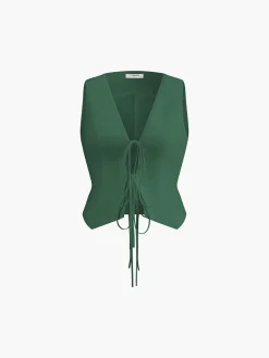 Outlet Cotton & Linen Tie-Detail  Vest Top Vests|Tank Tops & Camis