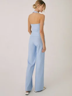 Online Cotton & Linen Vest With Straight Leg Pants Set Pants Sets|Vests
