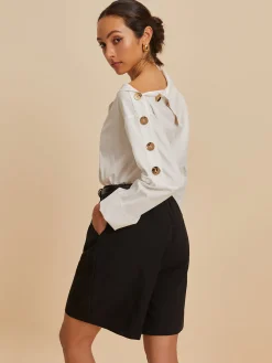 Online Cotton Asymmetrical Metal Button Shirt Blouses & Shirts|Tops
