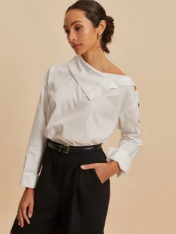 Online Cotton Asymmetrical Metal Button Shirt Blouses & Shirts|Tops