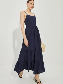 Cotton Backless Cami Dress Casual Dresses|Vacation Dresses