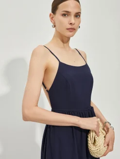 Cotton Backless Cami Dress Casual Dresses|Vacation Dresses