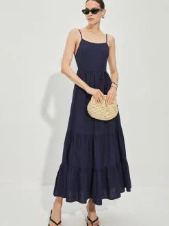 Cotton Backless Cami Dress Casual Dresses|Vacation Dresses