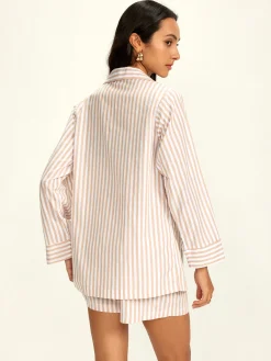 Outlet Cotton Blends Lapel Pinstripe Shorts Set Shorts Sets|Shorts