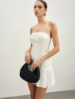 Discount Cotton Blends Pleated Bubble Tube Dress White Dresses|Cocktail & Party Dresses