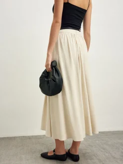 Hot Cotton Blends Pleated Skirt Without Belt Skirts|Bottoms