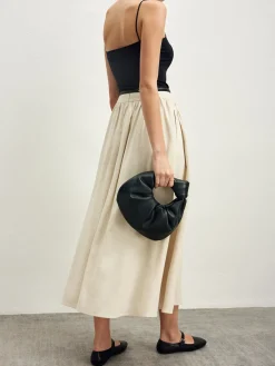 Hot Cotton Blends Pleated Skirt Without Belt Skirts|Bottoms