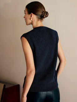 Sale Cotton Blends Ribbed Sweater Vest Sweater Vests|Sweaters & Cardigans