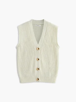 Sale Cotton Blends Ribbed Sweater Vest Sweater Vests|Sweaters & Cardigans