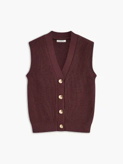 Sale Cotton Blends Ribbed Sweater Vest Sweater Vests|Sweaters & Cardigans