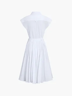 New Cotton Blends Sleeveless Split Midi Dress White Dresses|Casual Dresses