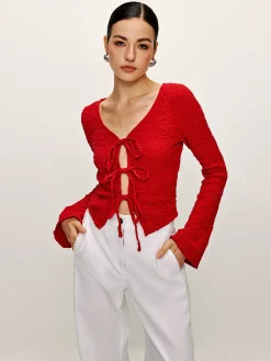 New Cotton Blends Tie Front Soft Blouse Blouses & Shirts|Tops
