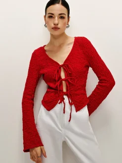 New Cotton Blends Tie Front Soft Blouse Blouses & Shirts|Tops