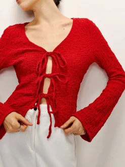 New Cotton Blends Tie Front Soft Blouse Blouses & Shirts|Tops