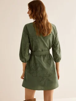 Discount Cotton Boheme Embroidery Belted Dress Vacation Dresses|Short Dresses