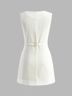 Sale Cotton Button-Front Short Dress Casual Dresses|Work Dresses