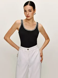 Hot Cotton Contrast Trim Bodysuit Bodysuits|Bodysuits