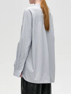 Outlet Cotton Contrast Trim Pinstripe Polo Shirt Blouses & Shirts|Tops