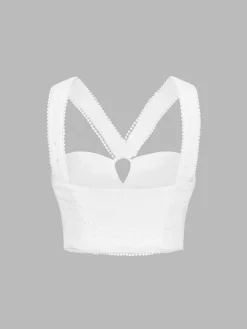 Sale Cotton Eyelet Zippered Crop Top Crop Tops|Tank Tops & Camis