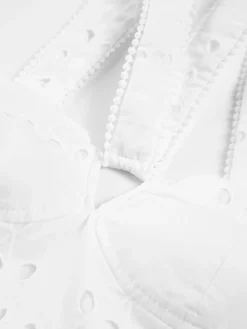 Sale Cotton Eyelet Zippered Crop Top Crop Tops|Tank Tops & Camis