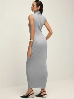 Hot Cotton High Neck Tank Long Dress Work Dresses|Cocktail & Party Dresses