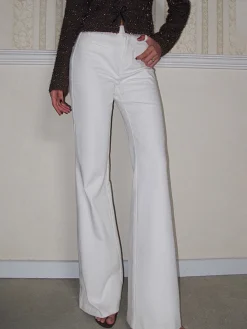 Discount Cotton High-Waist Bootcut Pants Bottoms
