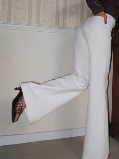 Discount Cotton High-Waist Bootcut Pants Bottoms